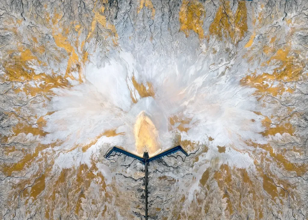 Photographie aérienne d'une mine de sel en Australie occidentale